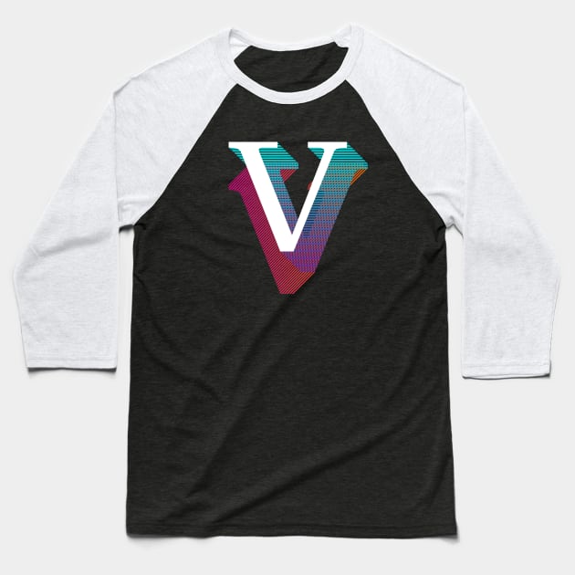 Letter V Baseball T-Shirt by MplusC